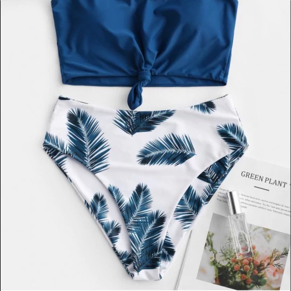 Other - Leaf Print High Waisted Bathing Suit bottom